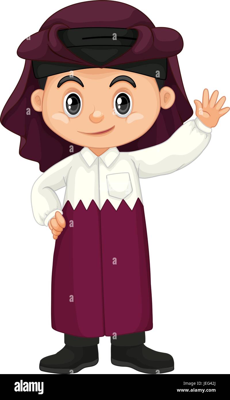 Happy boy from Qatar in purple costume illustration Stock Vector Image