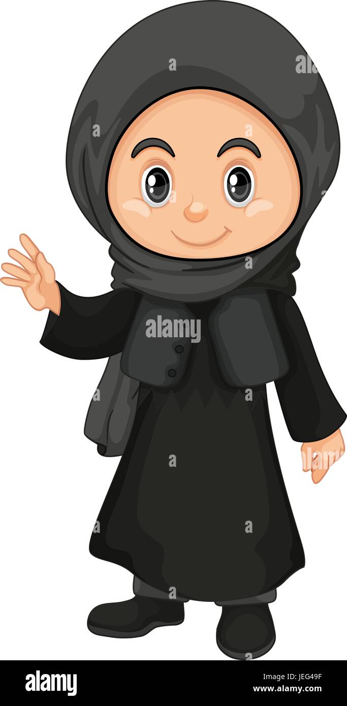 Qatar girl in black costume illustration Stock Vector Image & Art - Alamy