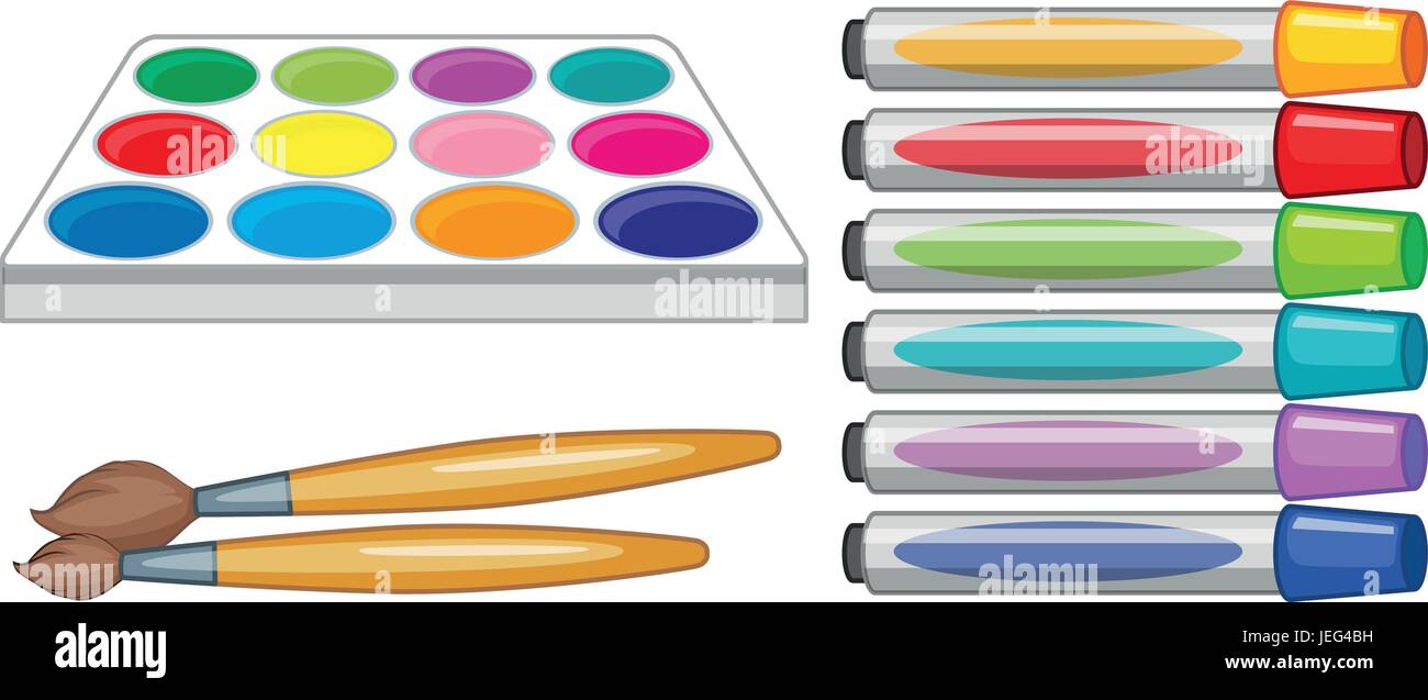 Set of art equipments illustration Stock Vector Image & Art Alamy