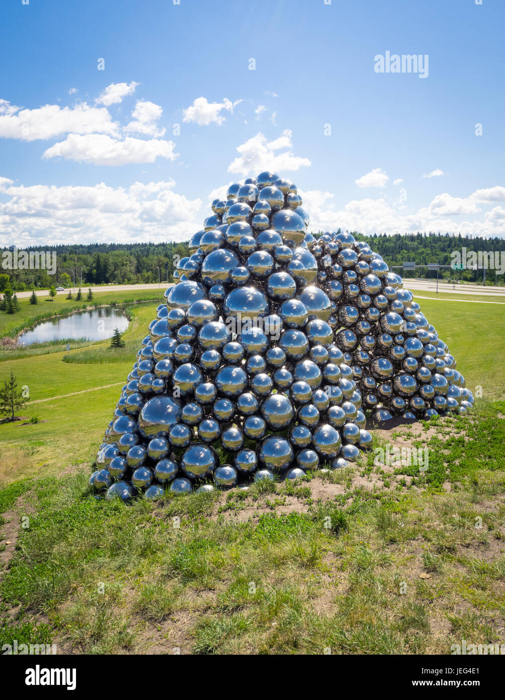 Alberta canada edmonton public art balls installation sculpture steel