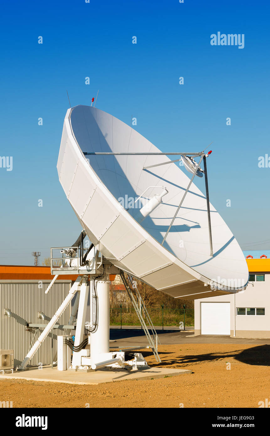 Satellite TV antenna in communication center .