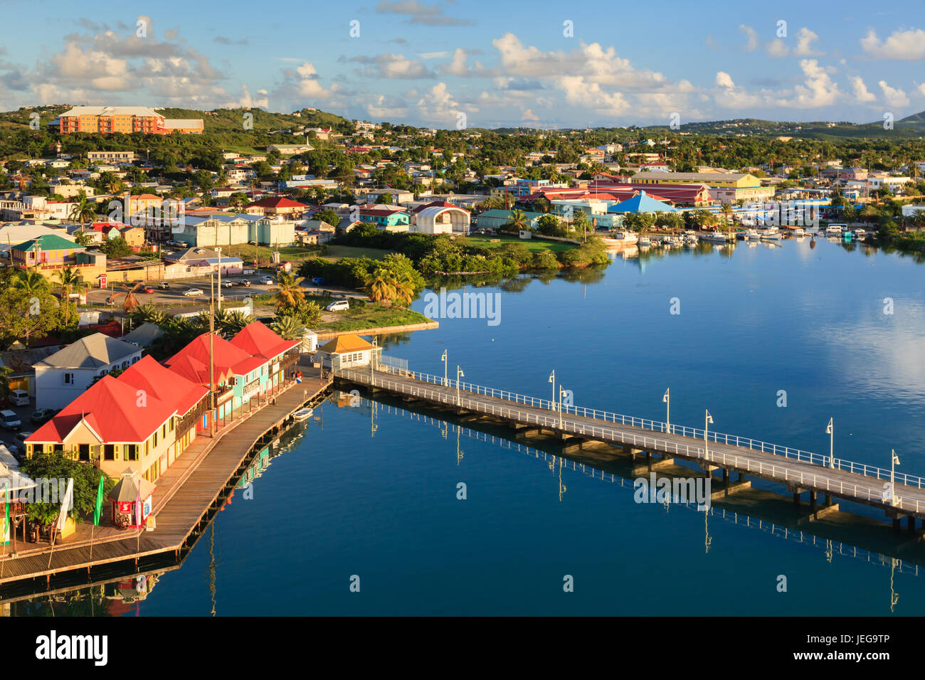 St Johns waterfront.  St Johns is the capital of the island of Antigua, one of the Leeward Islands in the West Indies. Stock Photo