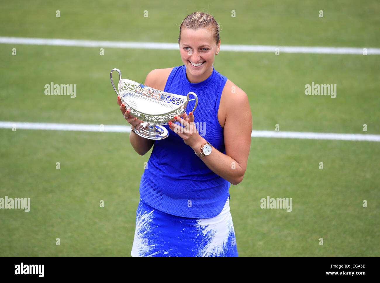 Czech Republic's Petra Kvitova celebrates winning the 2017 AEGON