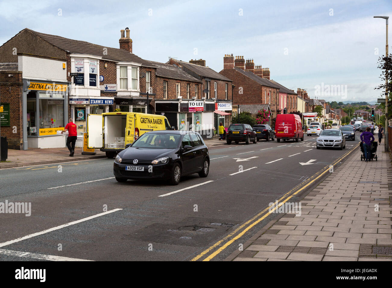 Carlisle, England, UK.  Morning Traffic on Scotland Road. Stock Photo