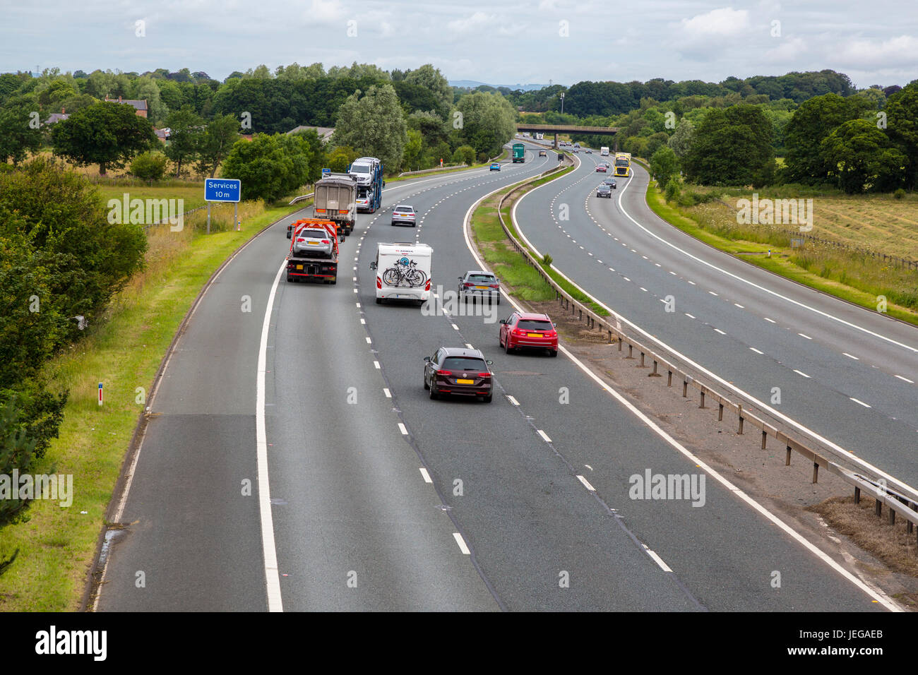 Cumbria, England, UK.  M6 Motorway near Carlisle. Stock Photo