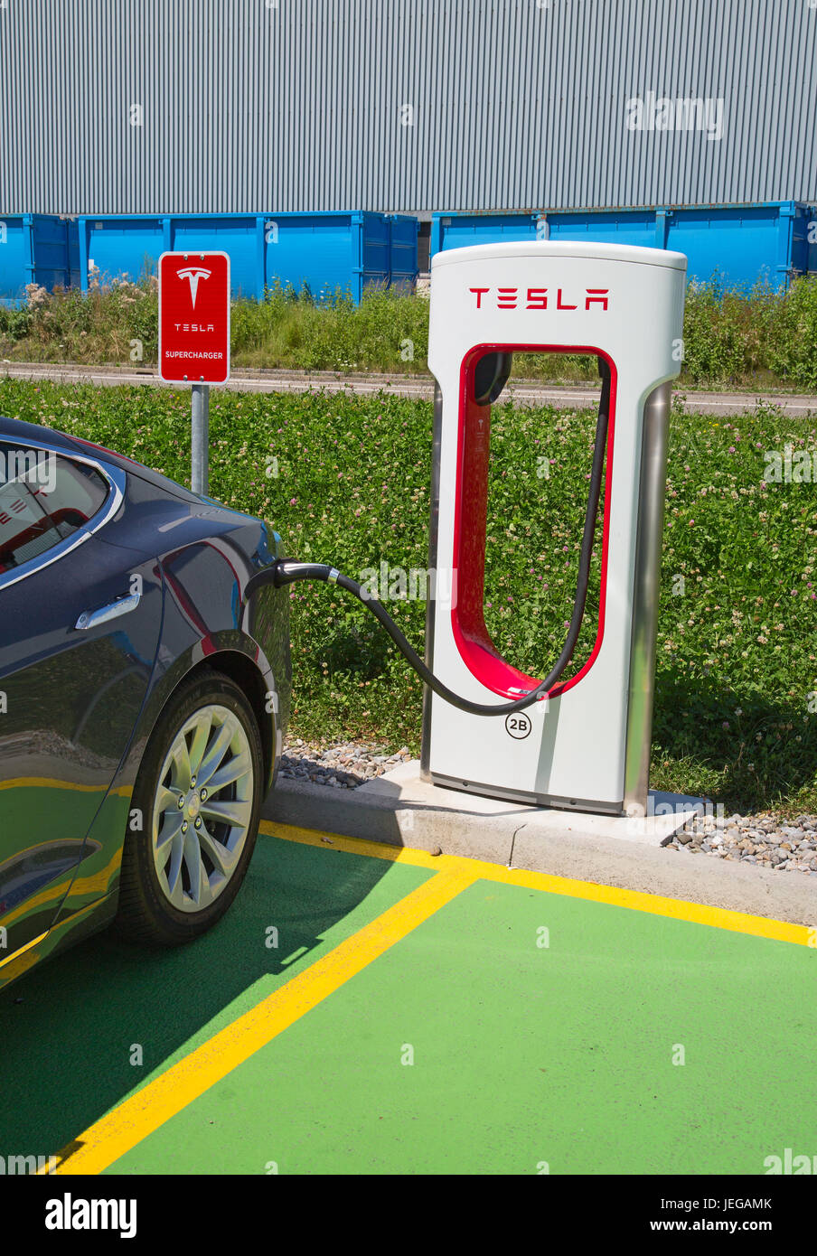 ZURICH July 30 Tesla Supercharger station on July 30, 2016 in Zurich
