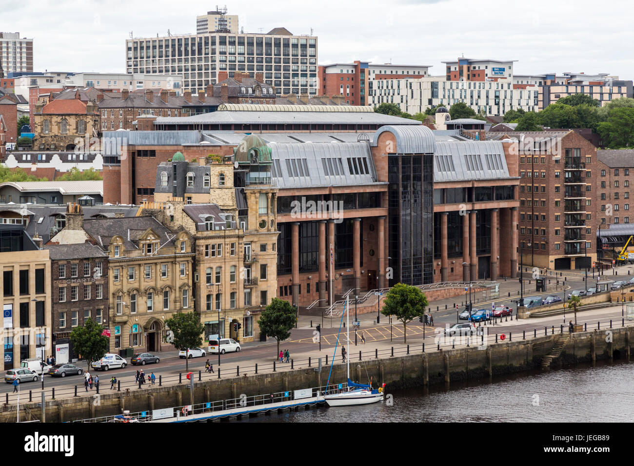 Newcastle-upon-Tyne, England, UK.  Law Courts Seen from the Tyne bridge. Stock Photo