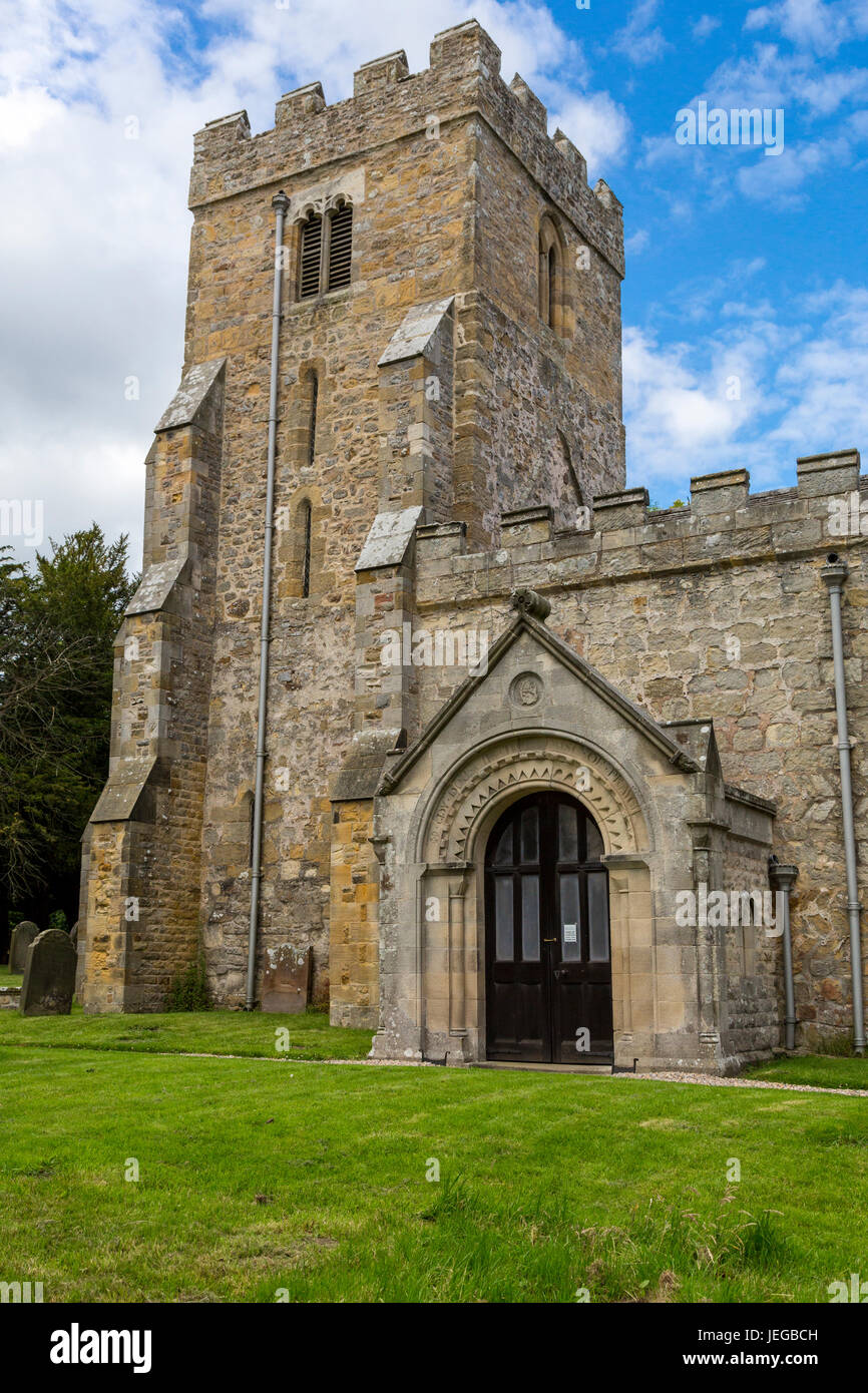 Yorkshire, England, UK.  St. Oswald's Church, Hauxwell, near Leyburn. Stock Photo