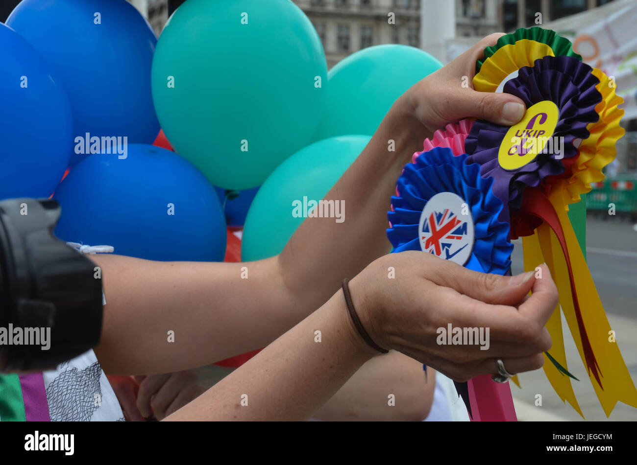 London, UK. 24th Jun, 2017. Protest at Parliament Square on an equal vote. 'Proportional representation, lets change the process of the ballot , way the UK vote is conducted for a fair and equal distribution of the ballot.' Credit: Philip Robins/Alamy Live News Stock Photo