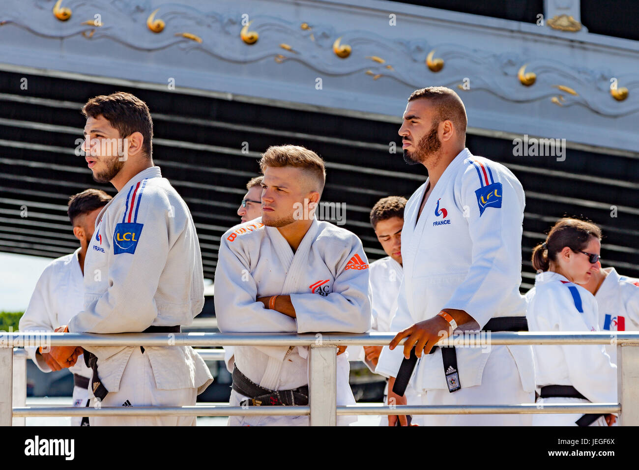 Paris, France. 24th Jun, 2017. Judo champion atheletes demonstrate during the Paris Olympic Games 2024 showcase. Credit: Guillaume Louyot/Alamy Live News Stock Photo