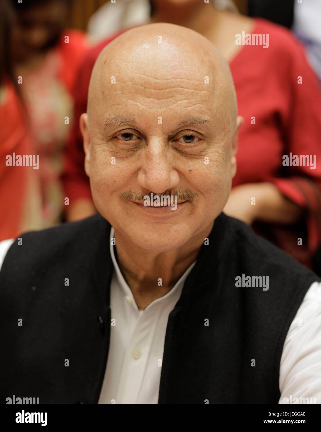 United Nations, New York, USA, June 21 2017 - Actor Anupam Kher Participated on the Event entitled “Conversation on Yoga for Health”, on the occasion of the International Day of Yoga. The event was co-organized by the Permanent Mission of India, the World Health Organization (WHO) and the Department of Public Information today at the UN Headquarters in New York City. Photo: Luiz Rampelotto/EuropaNewswire | usage worldwide Stock Photo