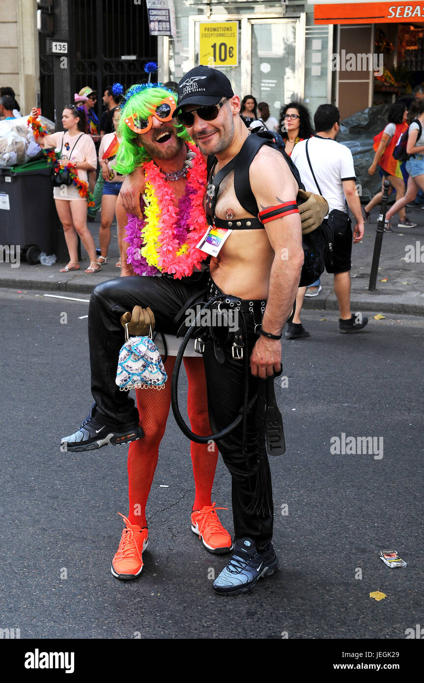 Paris, France. 24th June, 2017. Paris Rainbow flags are pictured as thousands march at Paris Gay Pride parade in Paris. Credit: Fausto Marci/Alamy Live News Stock Photo