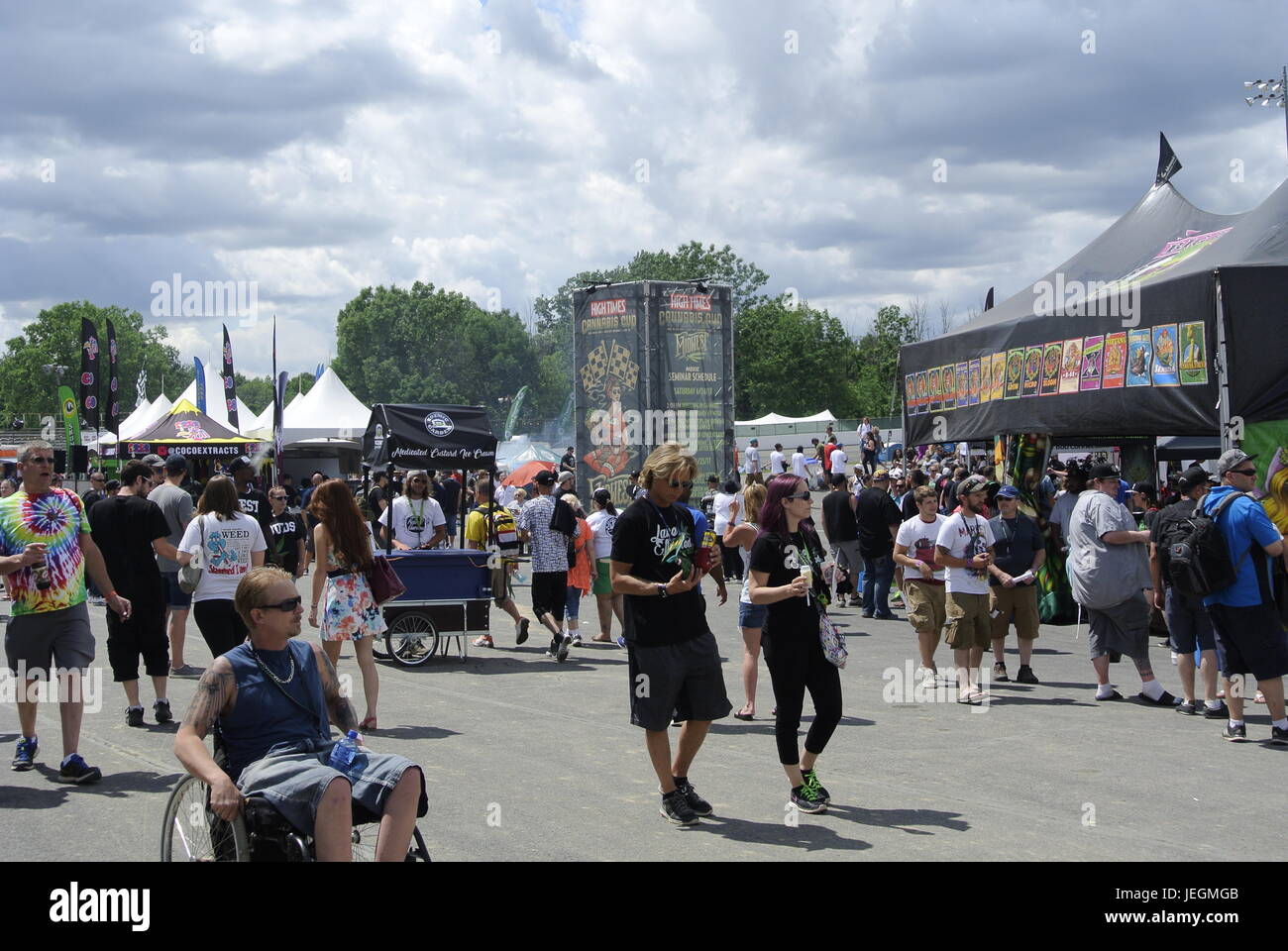 Flint, Michigan, USA. 24th June, 2017. 2017 Midwest Cannabis Cup attendees enjoying the perfect weather while checking out the hundreds of vendors. Credit, Jeffrey Wickett/Alamy Live News. Stock Photo