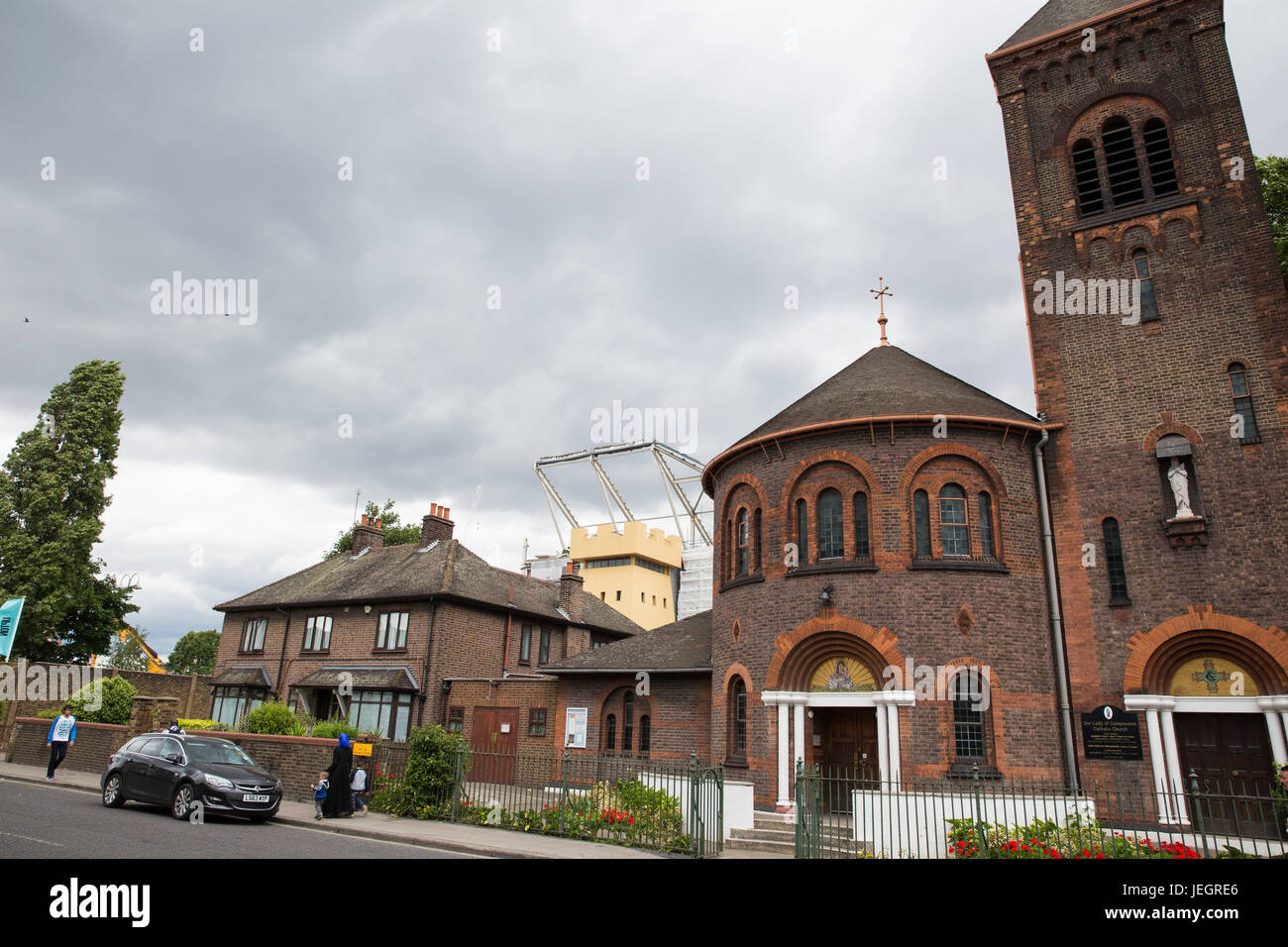 London, UK. 25th June, 2017. A view of the remnants of the Boleyn Ground, West Ham United's former stadium in Upton Park, which is being demolished to make way for Barratt's Upton Gardens development. Credit: Mark Kerrison/Alamy Live News Stock Photo