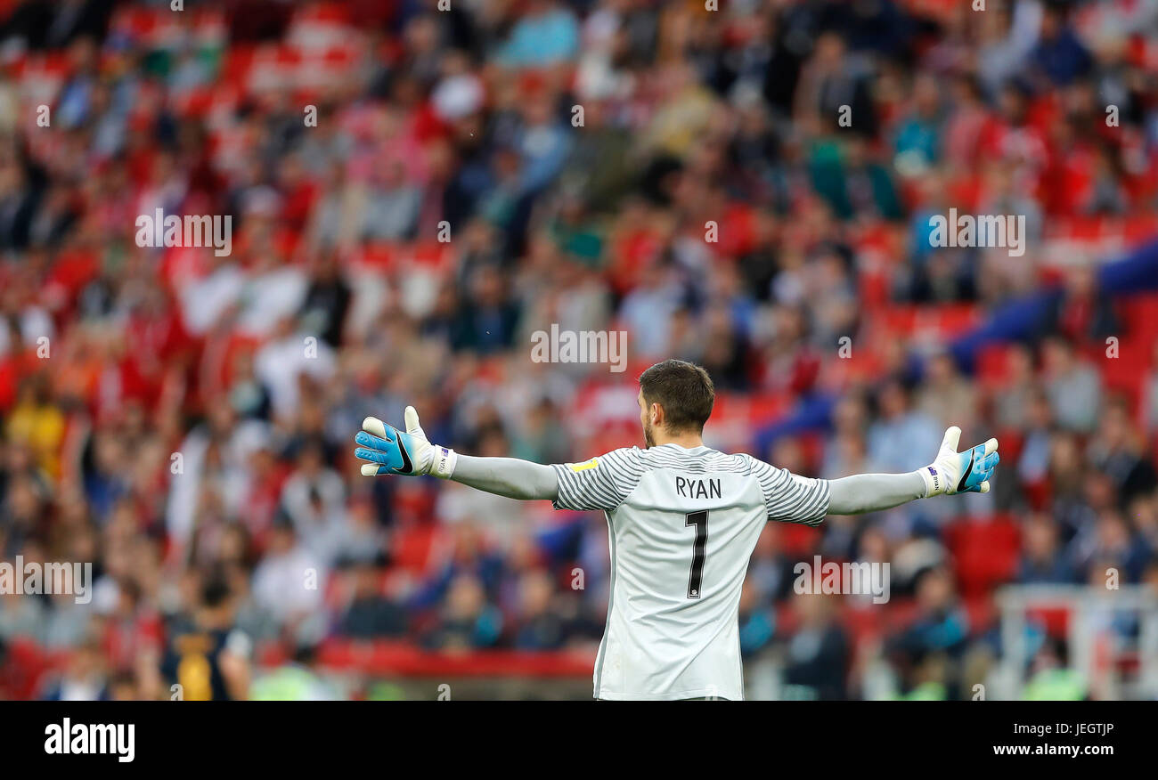 Moscow, Russia. 25th Jun, 2017. RYAN Maty from Australia during a match between Chile and Australia valid for the third round of the 2017 Confederations Cup on Sunday (25th), held at Spartak Stadium (Otkrytie Arena) in Moscow, Russia. Credit: Foto Arena LTDA/Alamy Live News Stock Photo