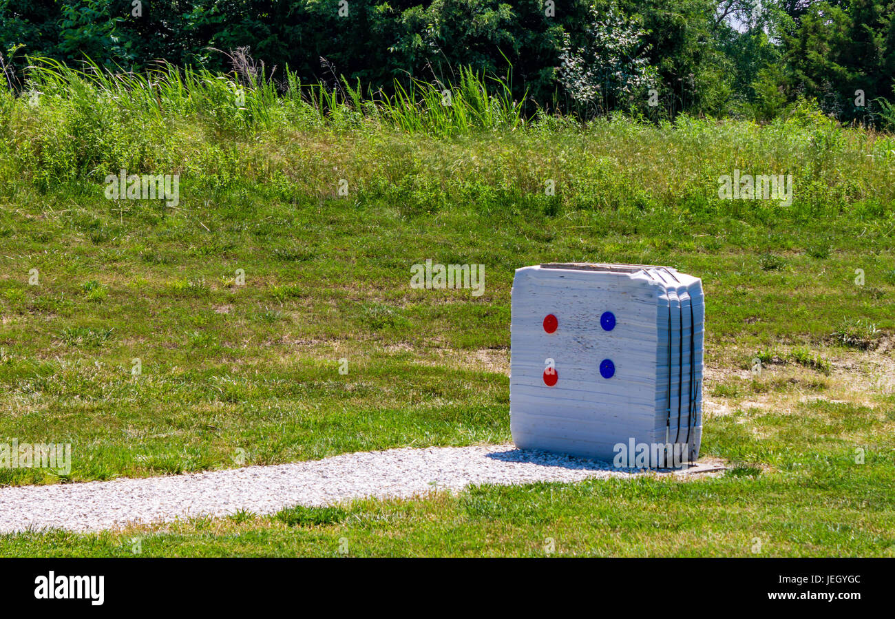 large white archery target on the range Stock Photo Alamy