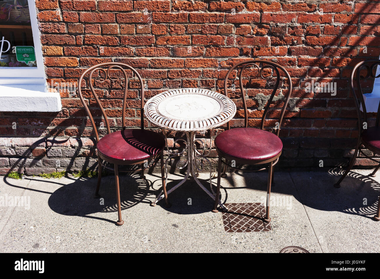 Outdoor patio table for two Stock Photo Alamy