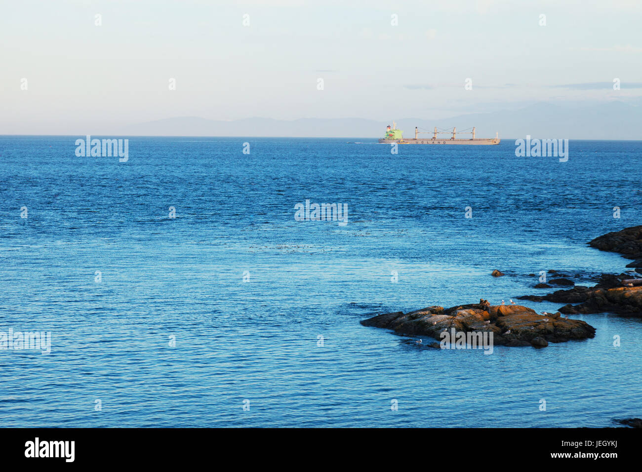 The Salish Sea and nautical vessel.  Victoria BC. Canada Stock Photo