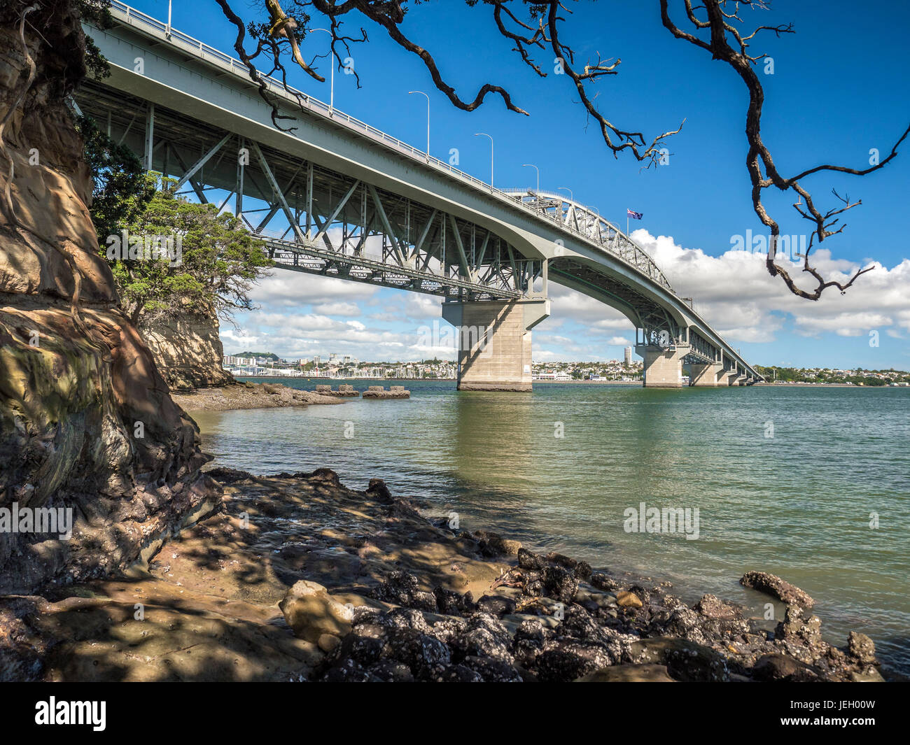 Harbor Bridge with skyline, Auckland, North Island, New Zealand Stock ...