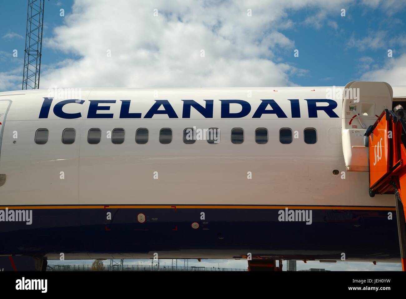 Icelandair logo an a plane Stock Photo
