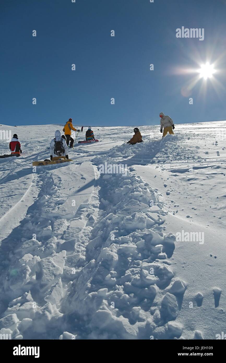 Skiing slopes in sunshine Stock Photo