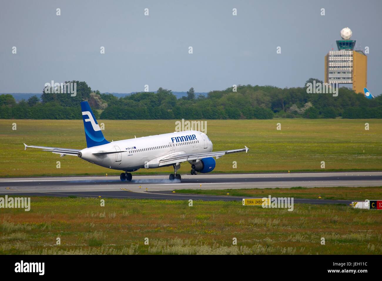 Airliner landing Stock Photo