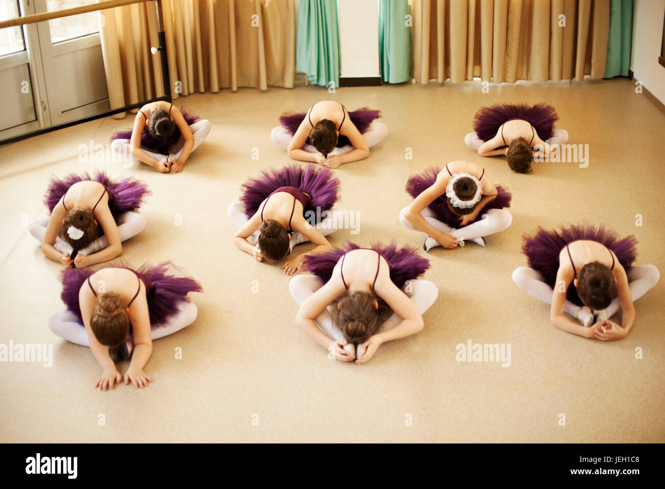 Baby ballerinas in ballet studio Stock Photo