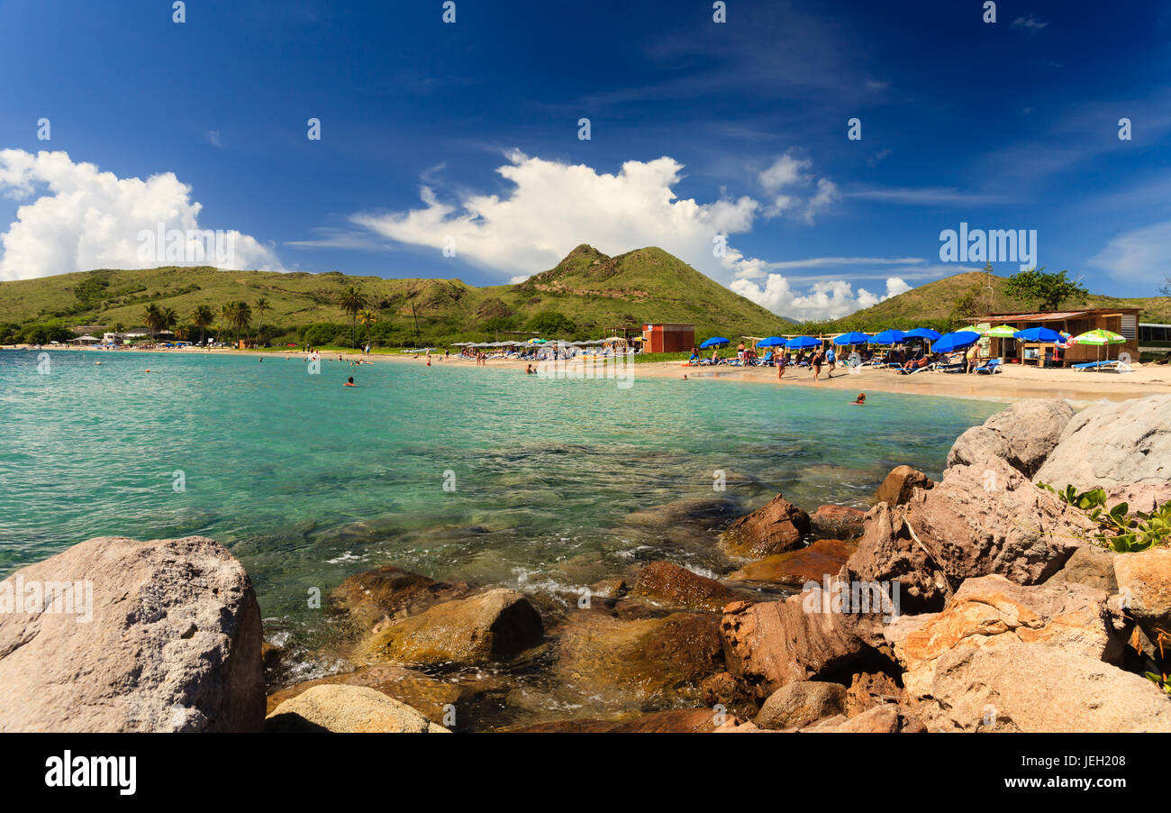 Cockleshell Bay.  The view across Cockleshell Bay.  Cockleshell Bay has one of the finest beaches on the east peninsula of the island of St. Kitts. Stock Photo