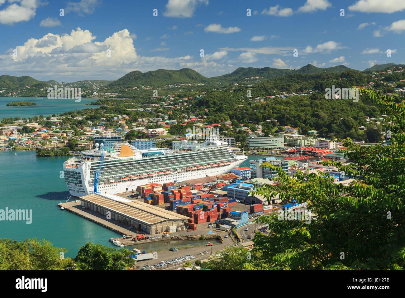 P O Cruise Ship Ventura Docked In Castries Capital Of St Lucia The Port Offers A Sheltered Harbour And A Preferred Destination For Cruise Ships Stock Photo Alamy
