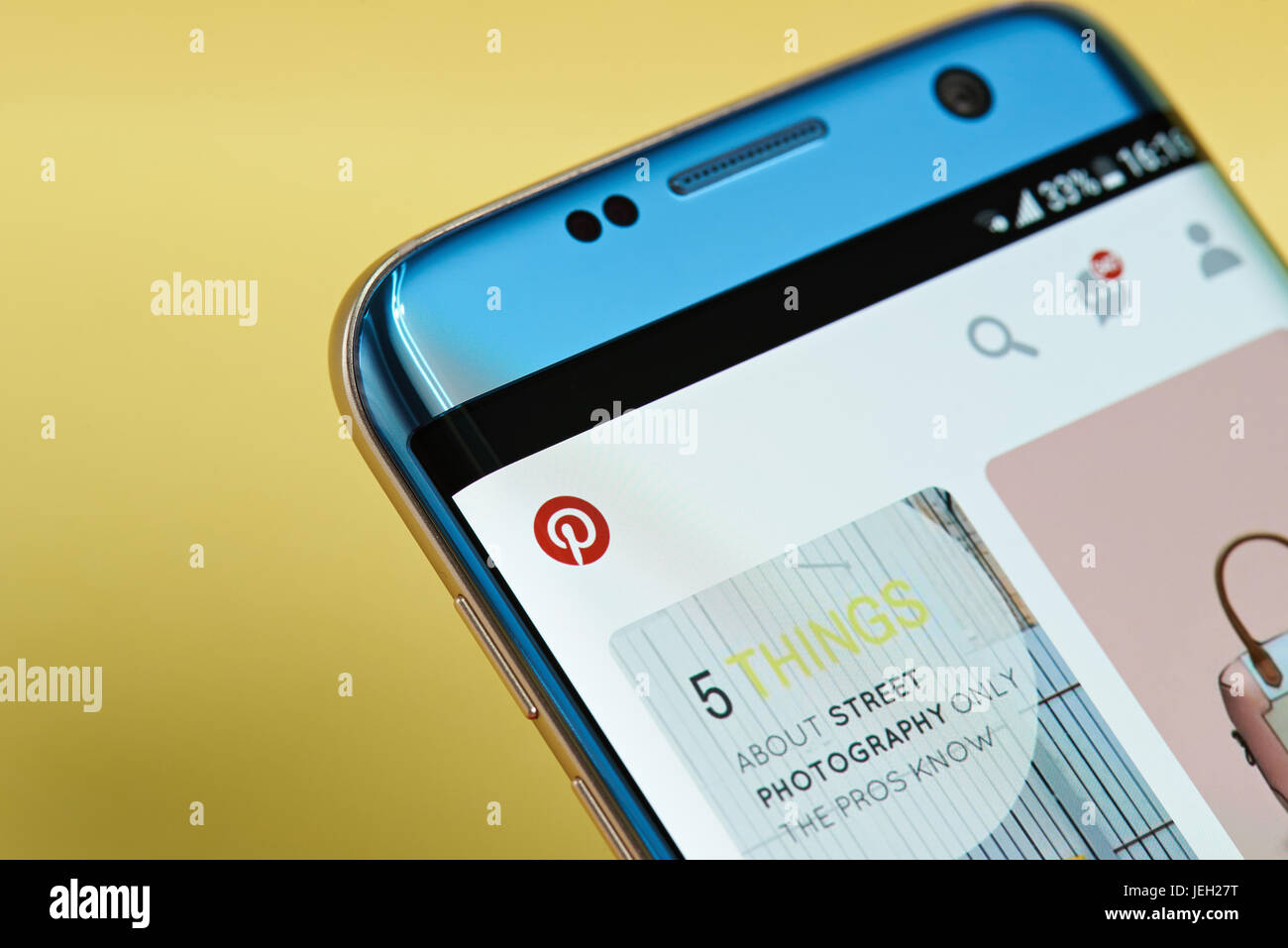 New york, USA June 23, 2017 Pinterest application menu on smartphone