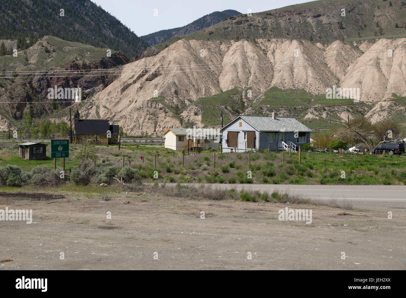 Houses at Spences Bridge in British Columbia, Canada. Spences Bridge