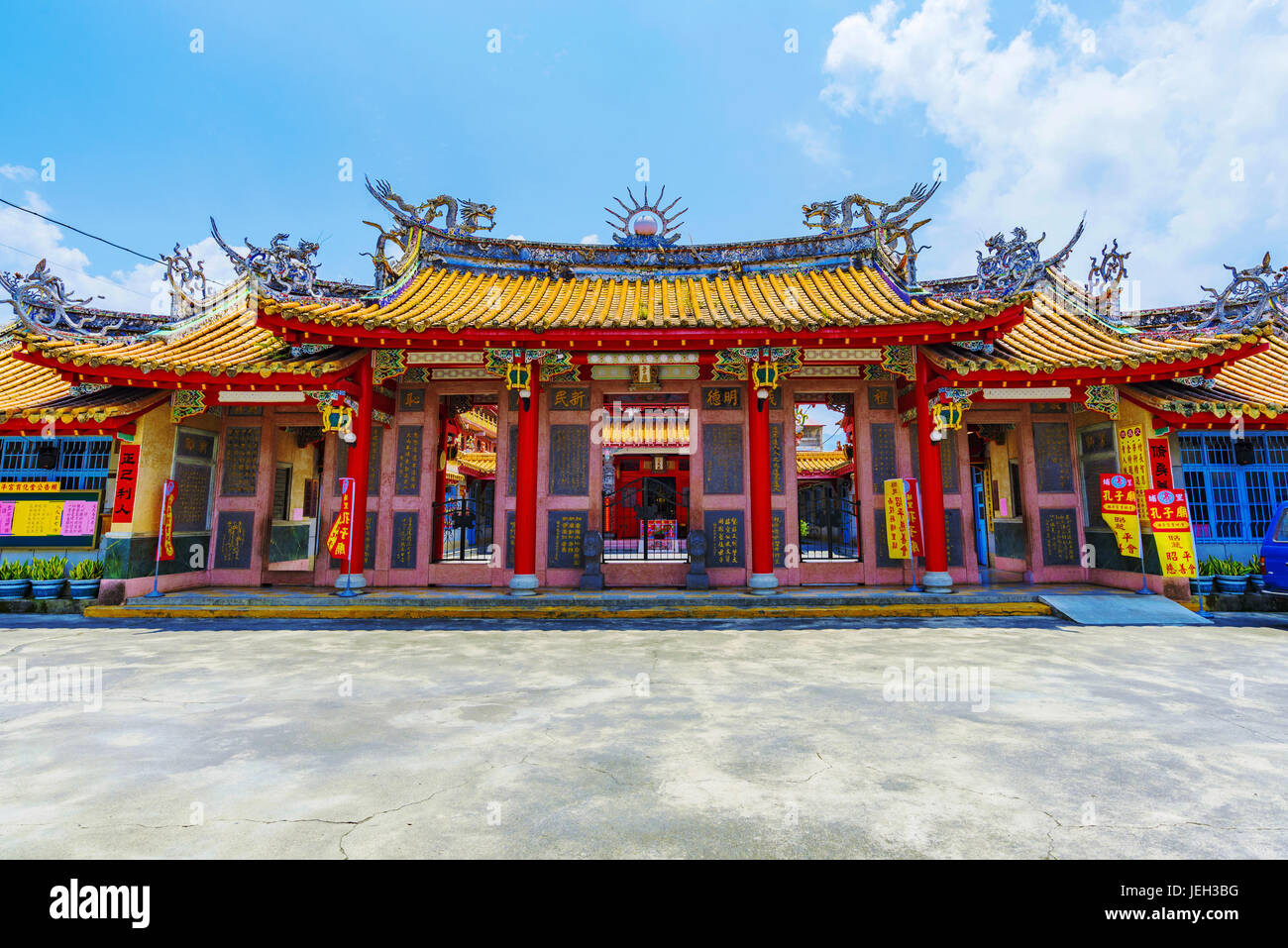 PULI, TAIWAN - MAY 07: This is the exterior architecture of a traditional Confucius temple which is a popular landmark for local Taiwanese people on M Stock Photo