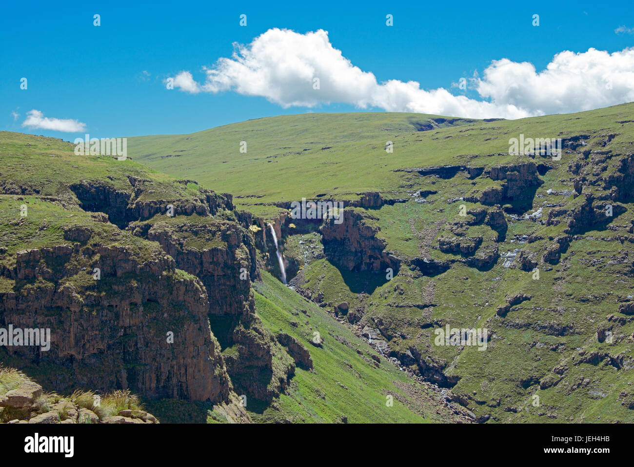 Rugged landscape with waterfall Bokong Nature Reserve Leribe District Lesotho Southern Stock Photo Alamy