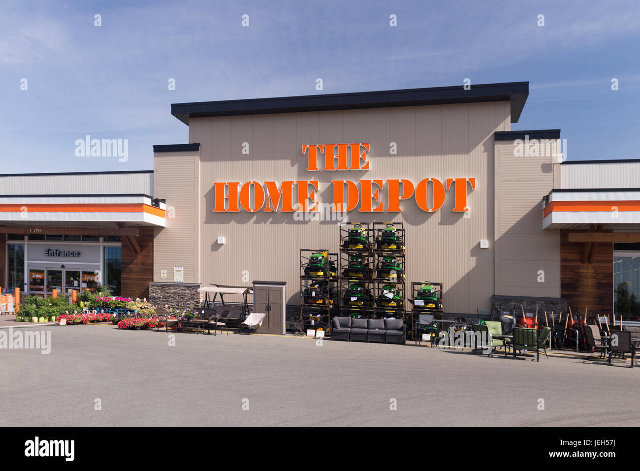 The Home Depot store front on a sunny day. BC, Canada 2017. Stock Photo