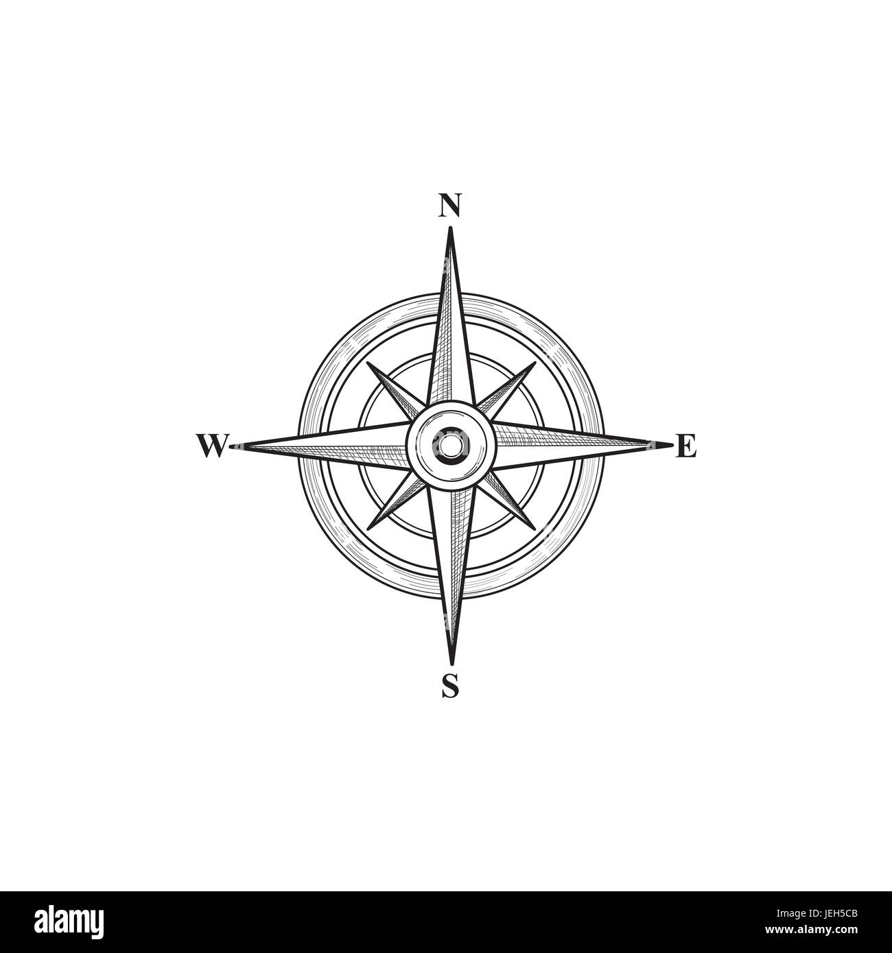 Compass sign. Compass wind rose hand drawn design element. Black wind rose  sketch sign isolated. Navigation icon Stock Vector Image & Art - Alamy