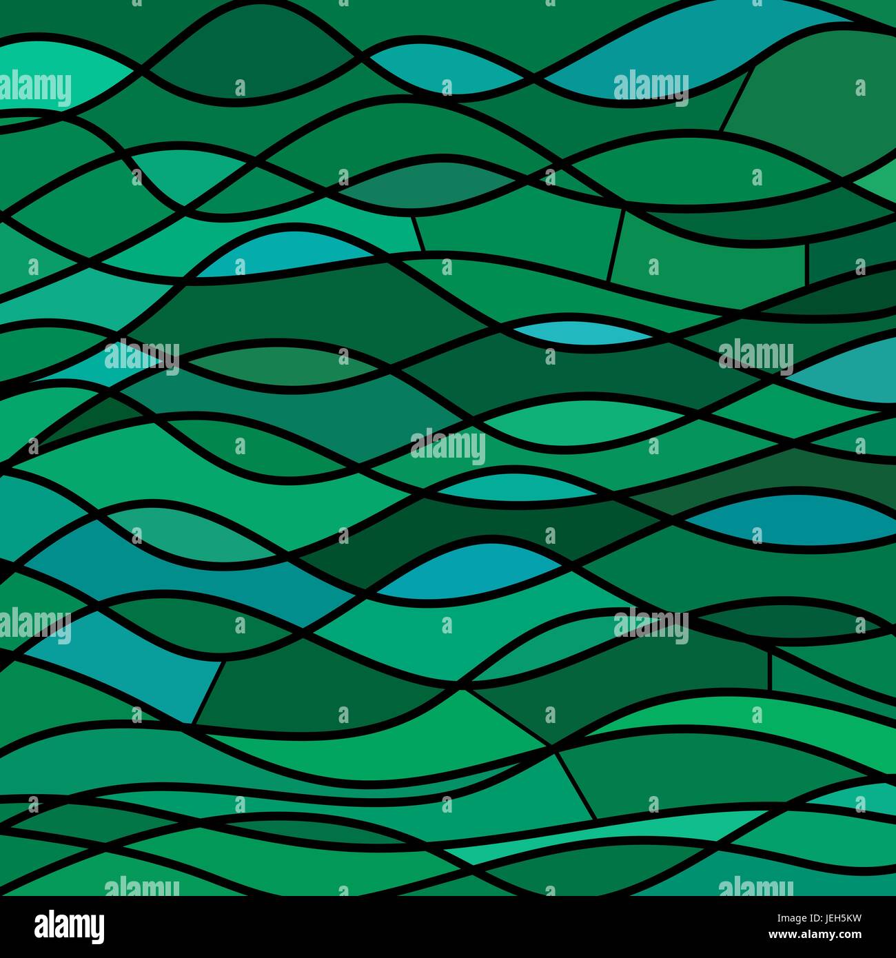 abstract vector stained-glass mosaic background - teal waves Stock ...