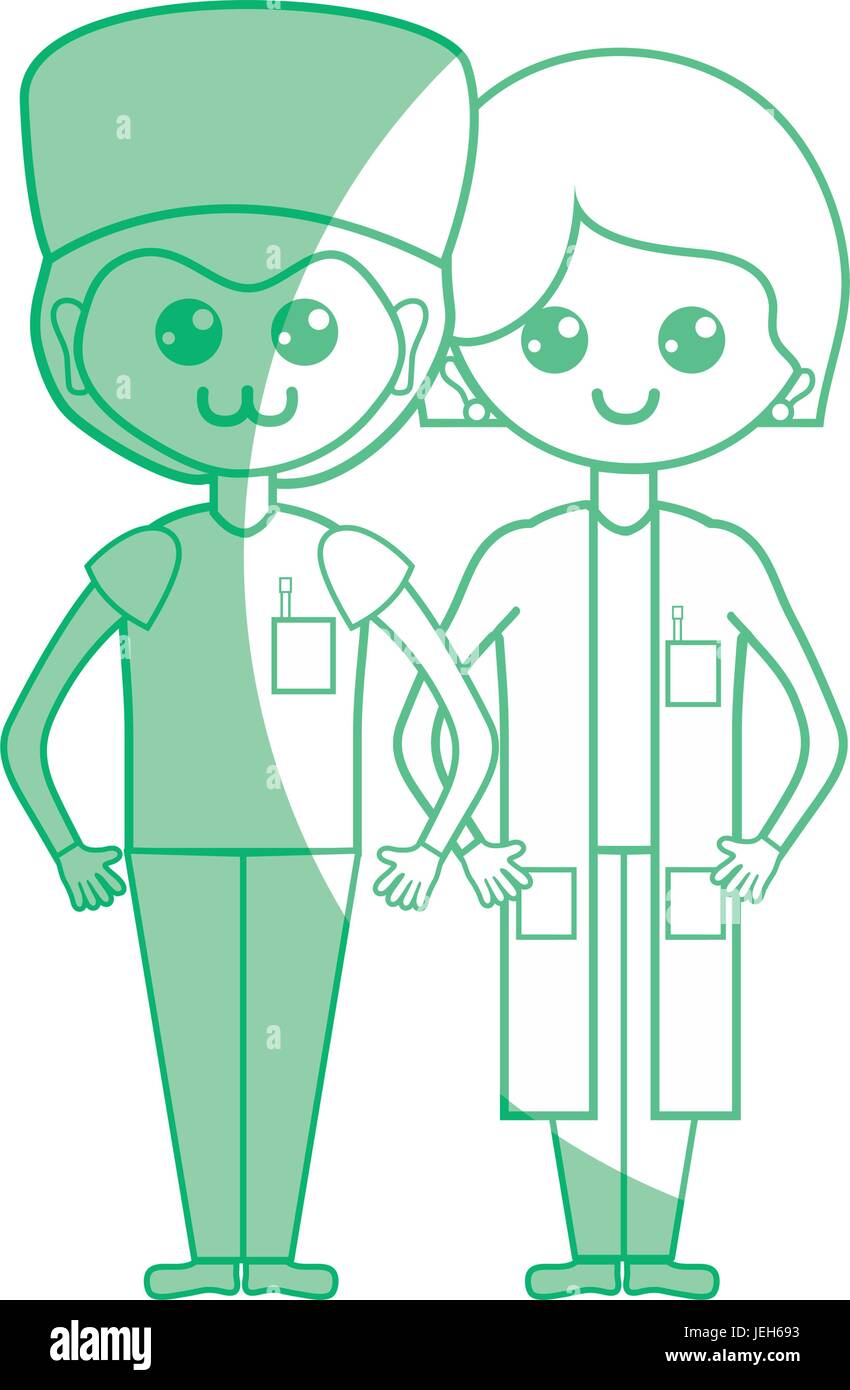 silhouette woman and man doctors with their uniform Stock Vector Image ...