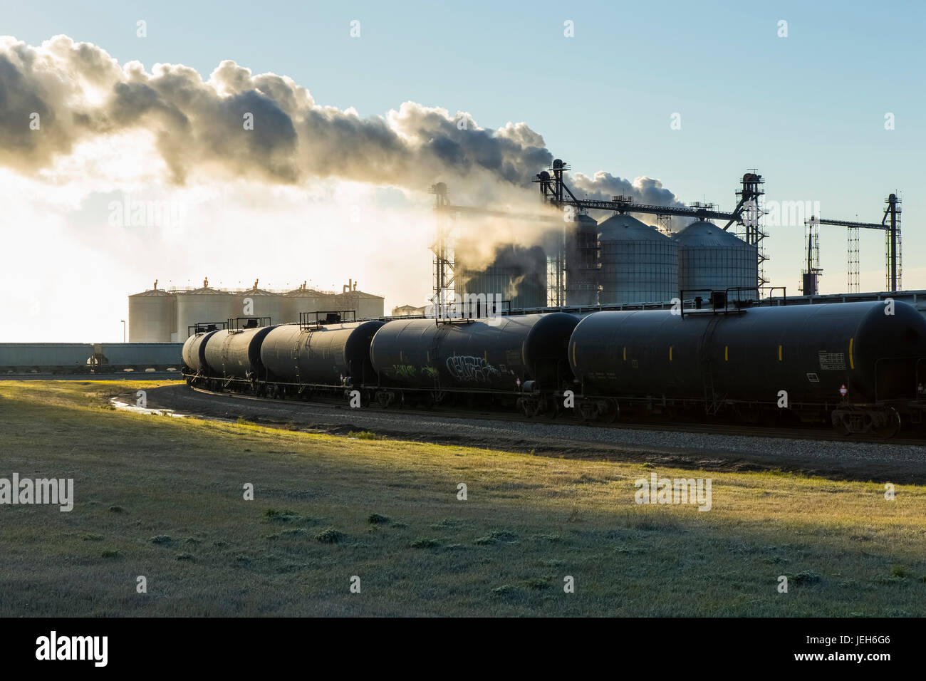 Railroad grain and tanker cars will transport corn and ethanol fuel to