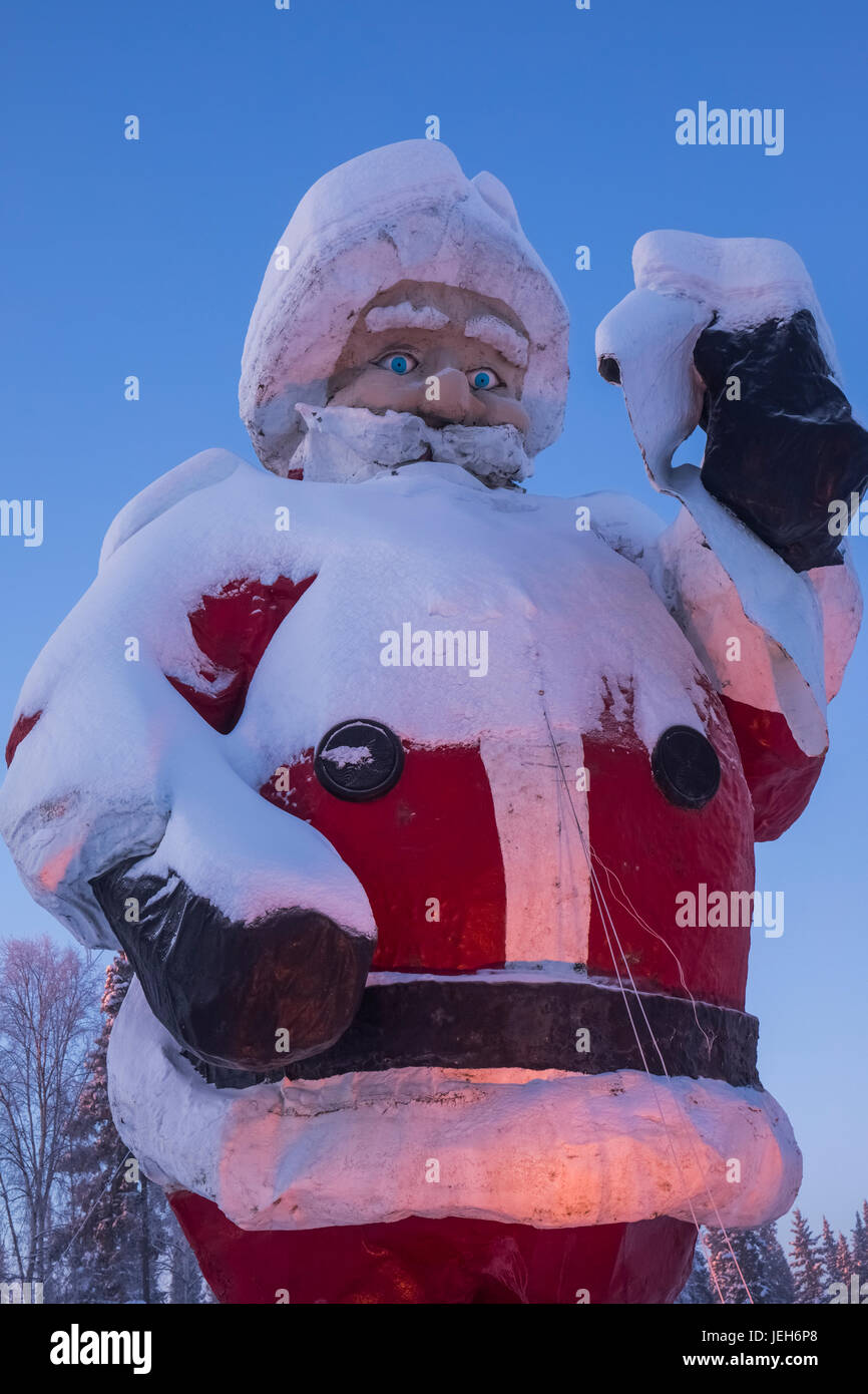The Santa Claus statue outside the Santa Claus House in North Pole