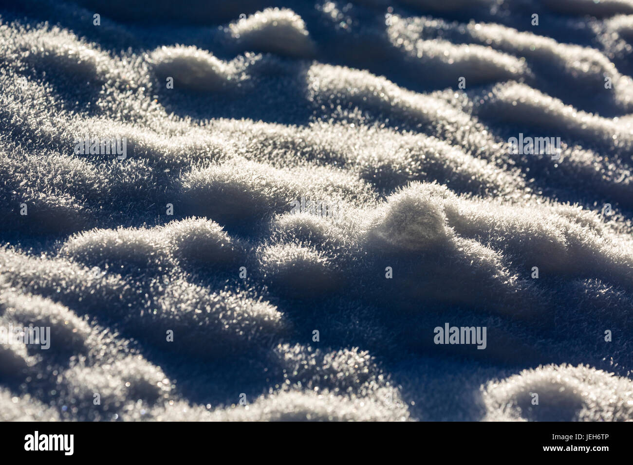 Extreme close-up of frosted snow crystals; Invermere, British Columbia, Canada Stock Photo