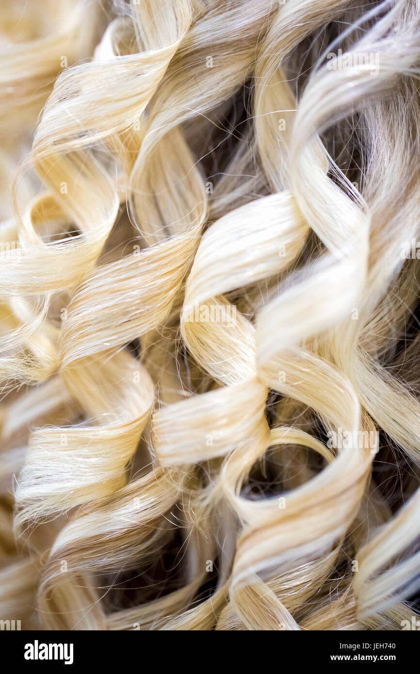Close-up of blond hair curled in ringlets; Ontario, Canada Stock Photo