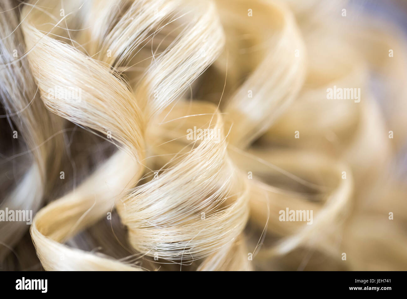 Close-up of blond hair curled in ringlets; Ontario, Canada Stock Photo
