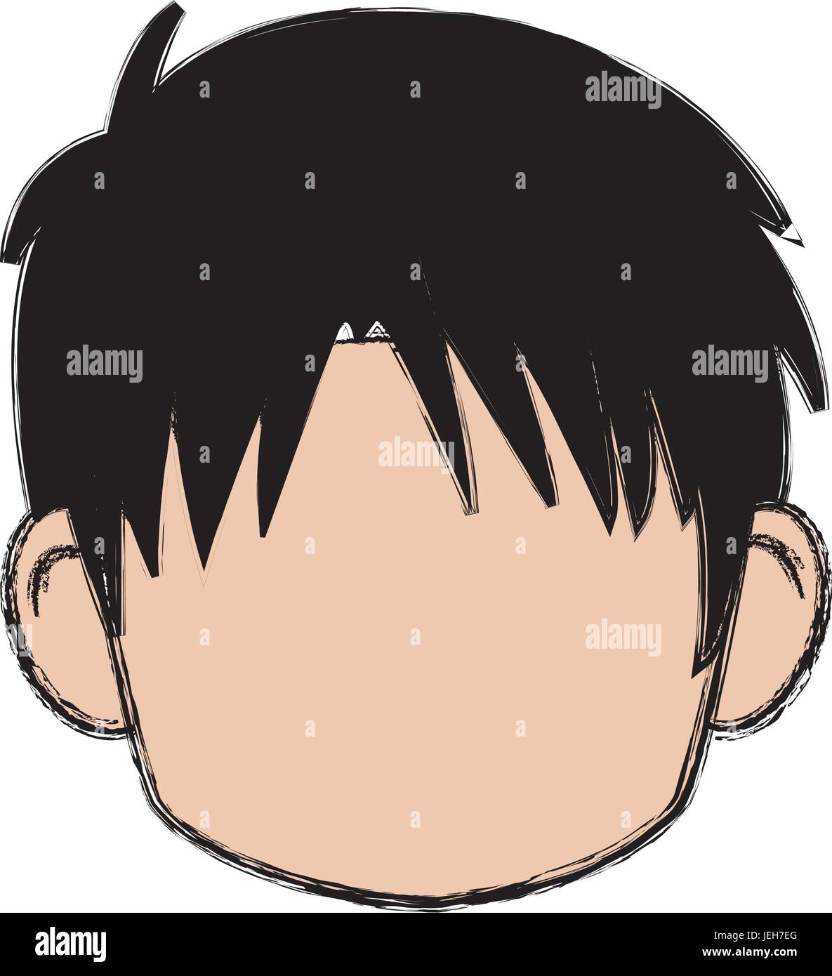 blurred boy of faceless head of little kid anime with haircut style, Stock  vector