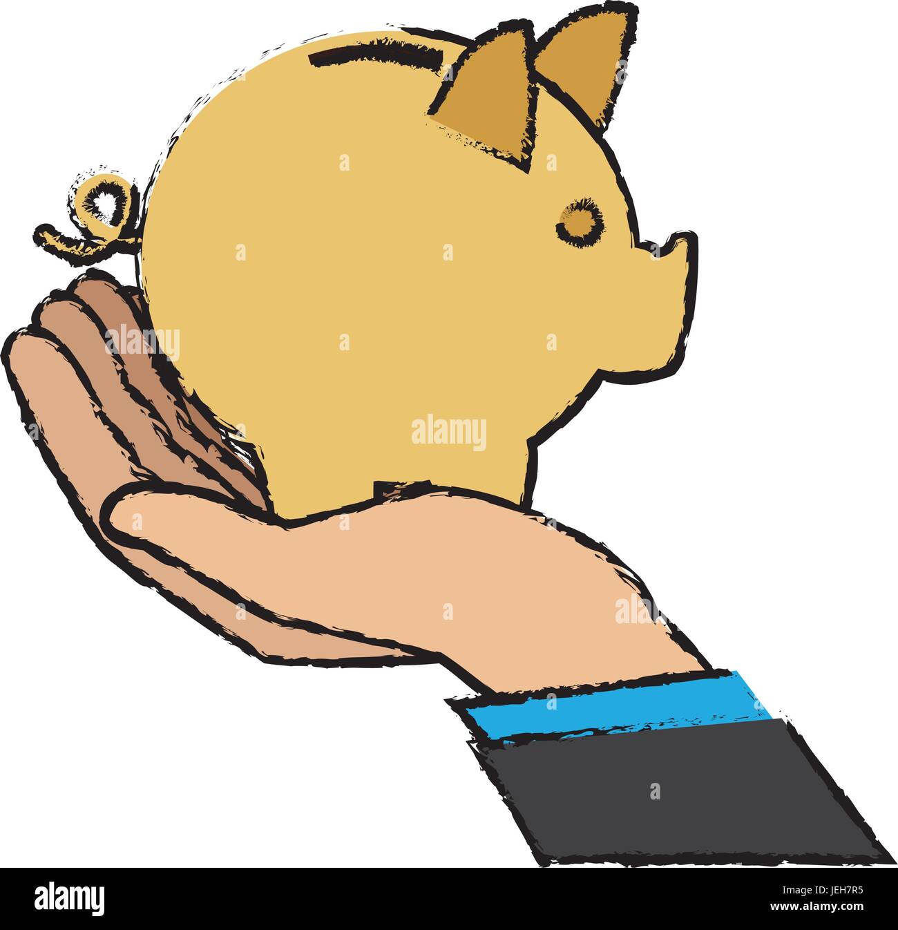 hand business man holding piggy bank image Stock Vector Image & Art - Alamy