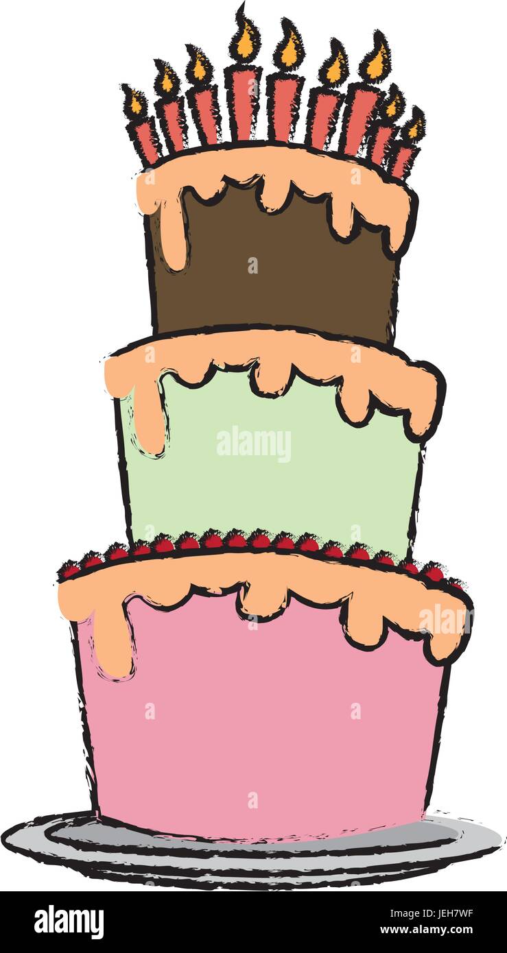 Birthday cake with burning candles Stock Vector Images - Alamy