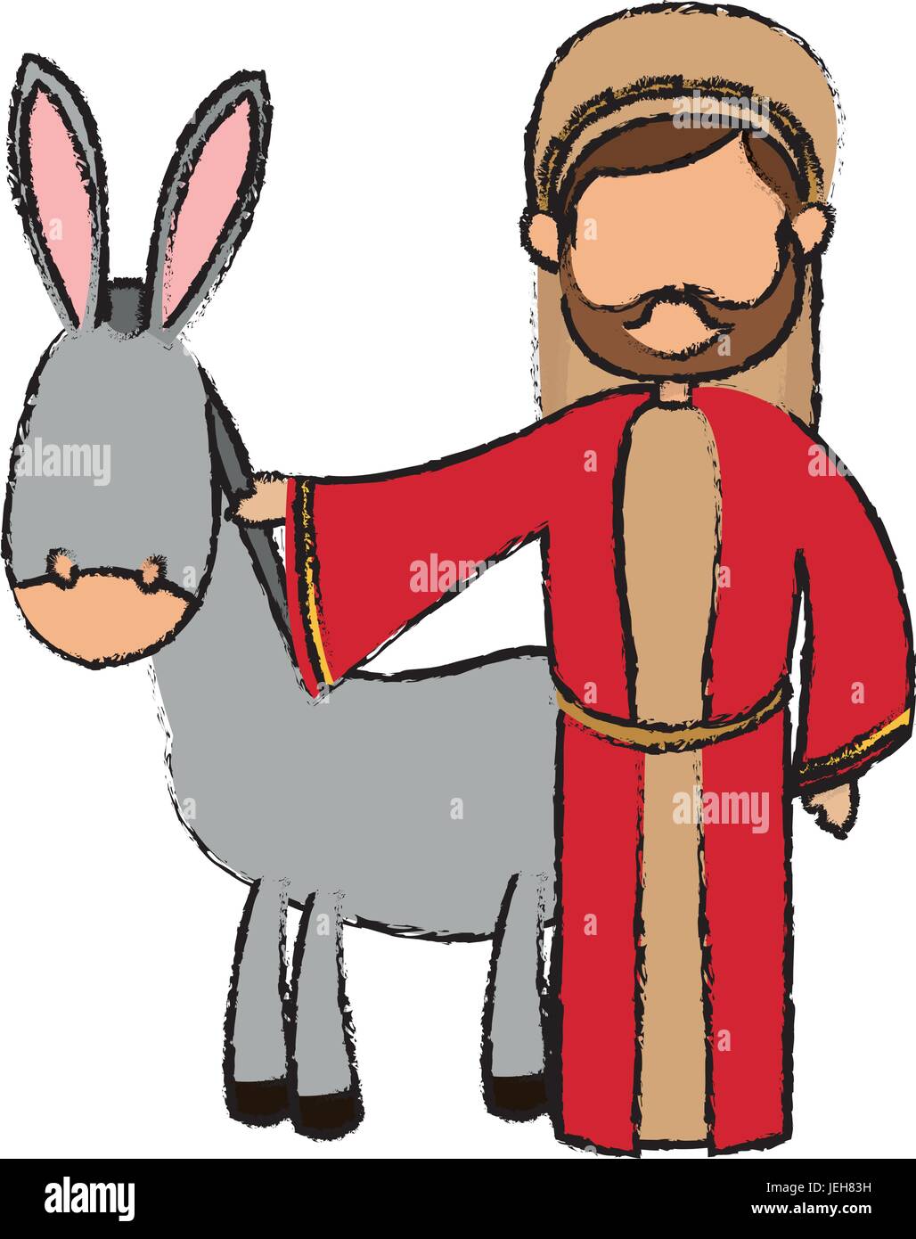 saint joseph with donkey manger cartoon Stock Vector Image & Art Alamy