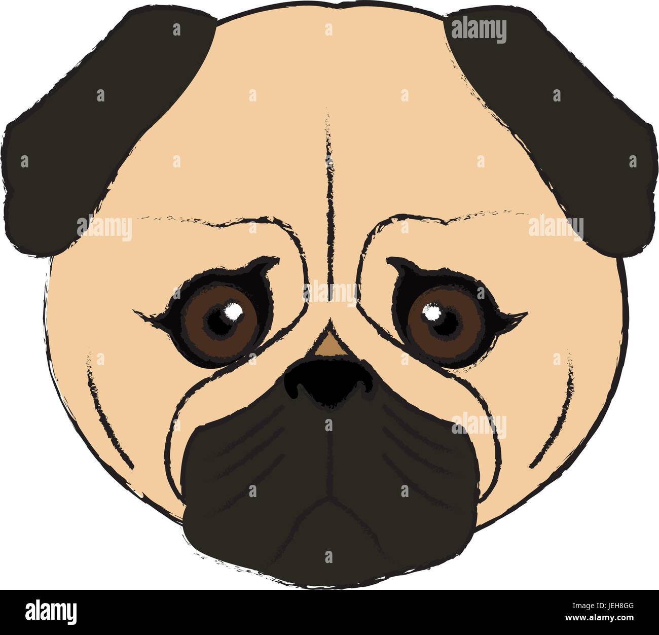 cute face dog pug pet aminal image Stock Vector