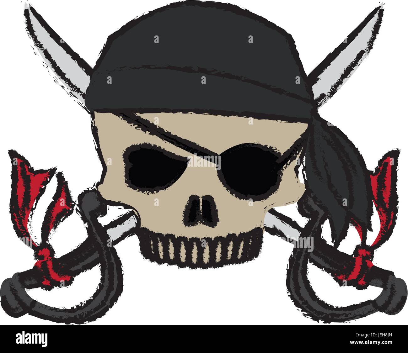 cartoon pirate skull hat patch eye with cross swords Stock Vector Image ...