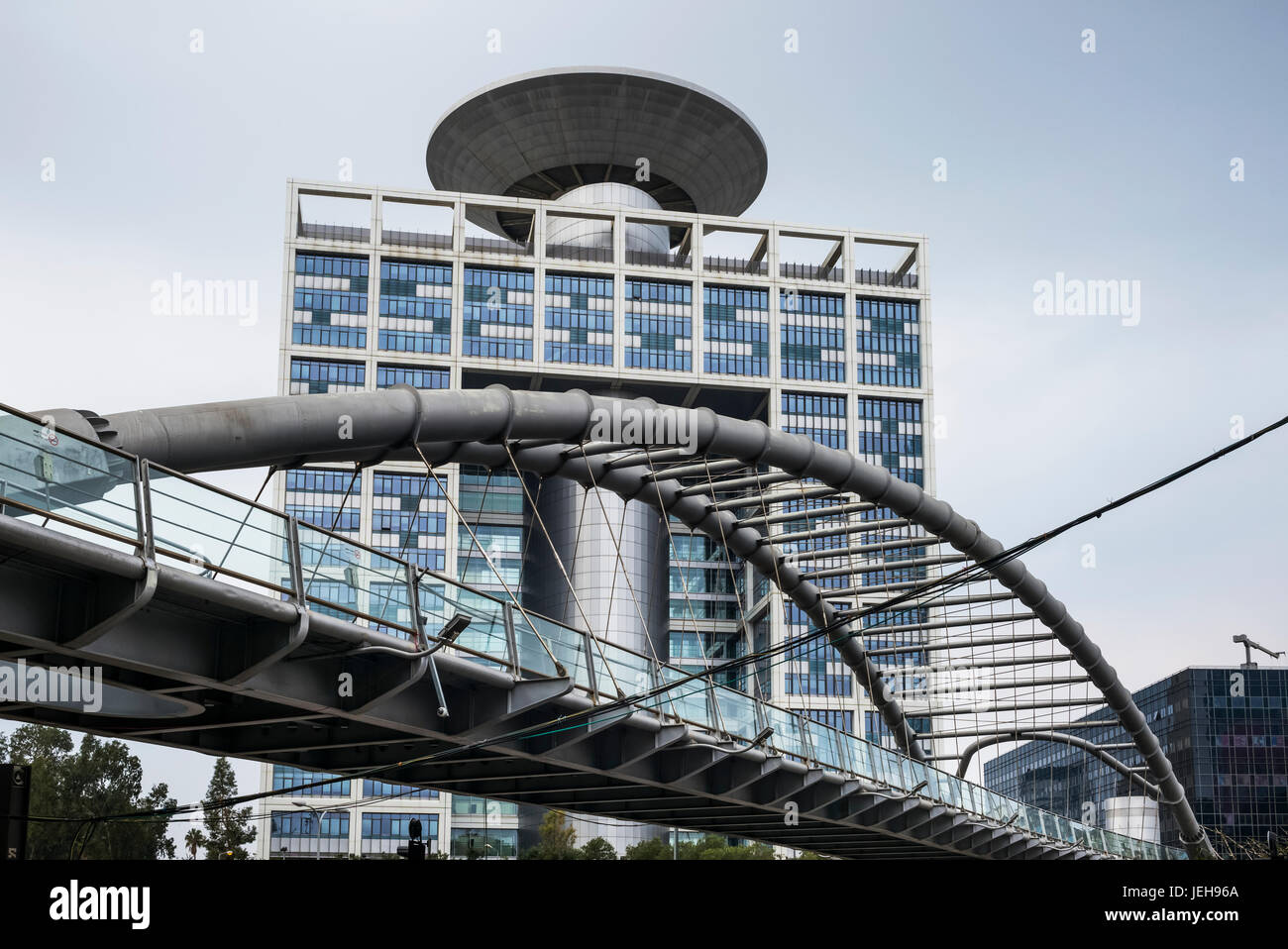 Israel's Ministry of Defence building and Hakirya Bridge; Tel Aviv-Yafo, Tel Aviv District, Israel Stock Photo