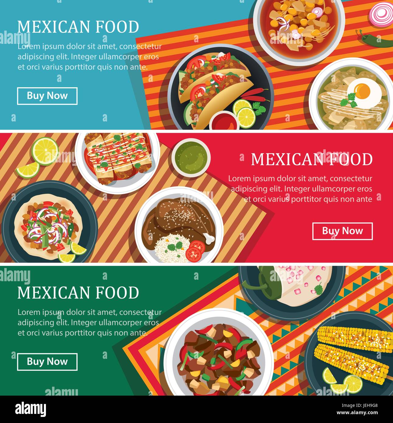 mexican food web banner flat design Stock Vector